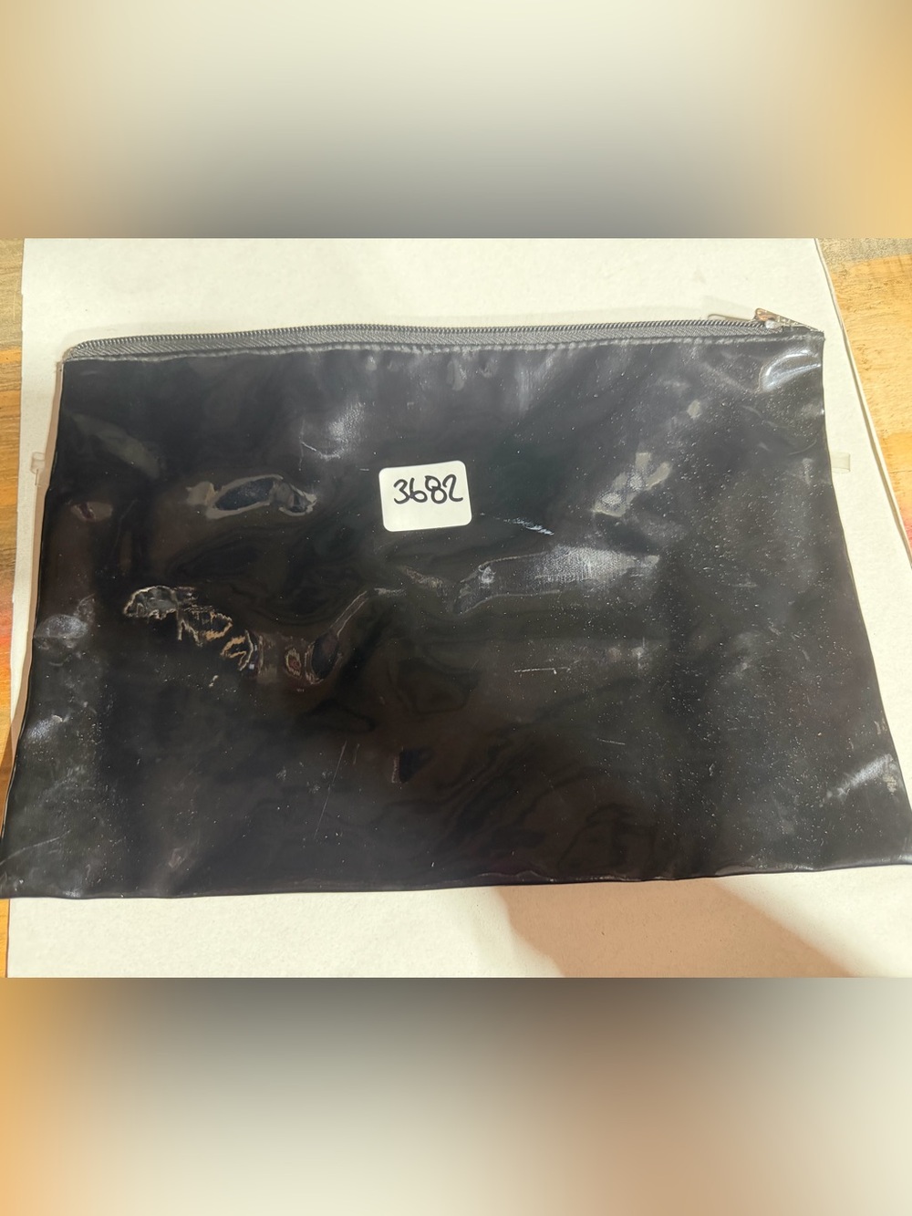 #3682-Black Glossy Vinyl Pouch